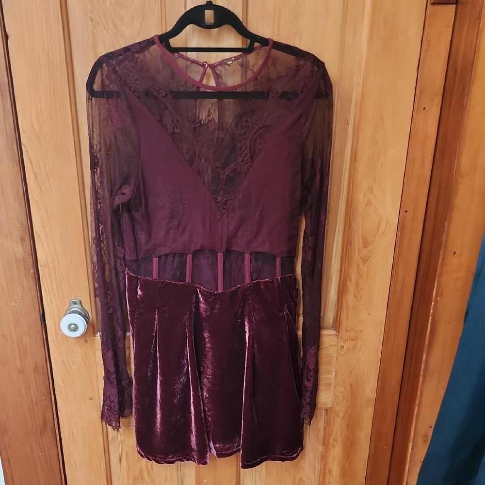 Free People Purple Babydoll Long Sleeve Dress